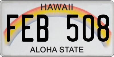 HI license plate FEB508