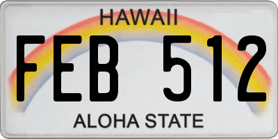 HI license plate FEB512