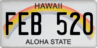 HI license plate FEB520