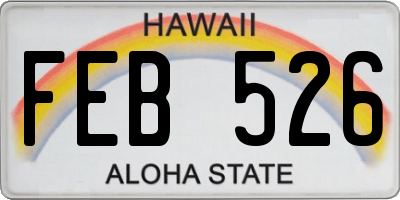 HI license plate FEB526