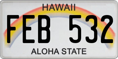 HI license plate FEB532