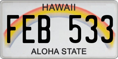 HI license plate FEB533