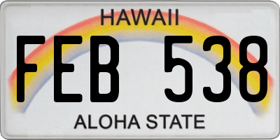 HI license plate FEB538