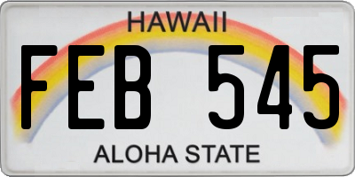 HI license plate FEB545