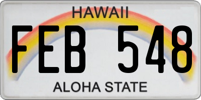 HI license plate FEB548