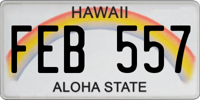 HI license plate FEB557