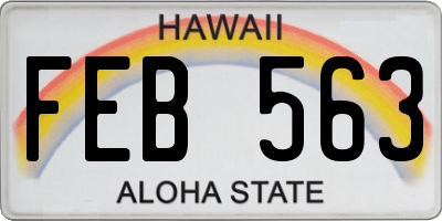 HI license plate FEB563