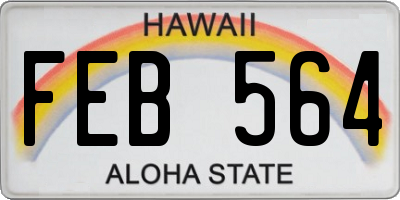 HI license plate FEB564