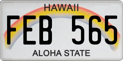 HI license plate FEB565