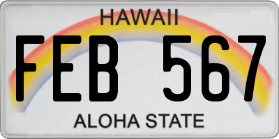HI license plate FEB567