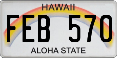 HI license plate FEB570