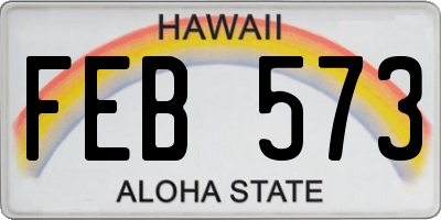 HI license plate FEB573