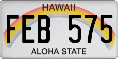 HI license plate FEB575