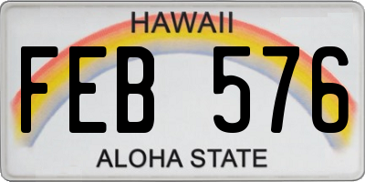 HI license plate FEB576