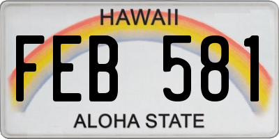 HI license plate FEB581