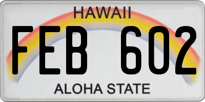 HI license plate FEB602