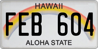 HI license plate FEB604
