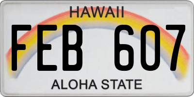 HI license plate FEB607