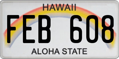 HI license plate FEB608
