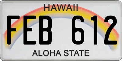 HI license plate FEB612