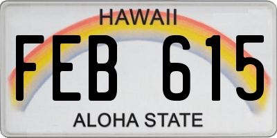HI license plate FEB615