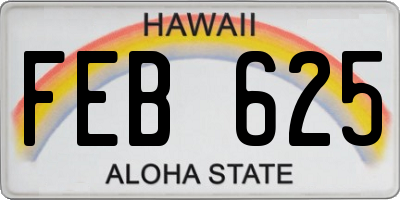 HI license plate FEB625