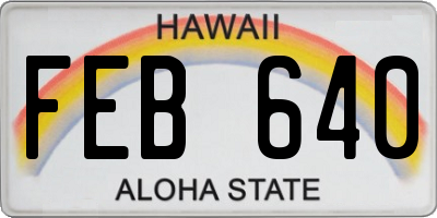 HI license plate FEB640