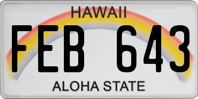 HI license plate FEB643