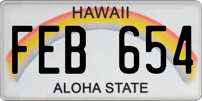 HI license plate FEB654