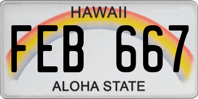 HI license plate FEB667
