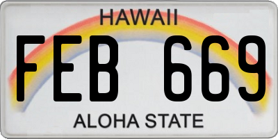 HI license plate FEB669