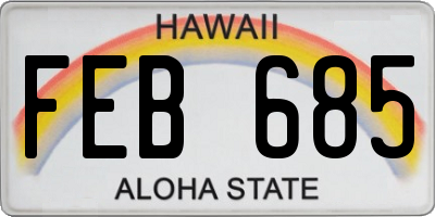 HI license plate FEB685