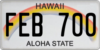 HI license plate FEB700