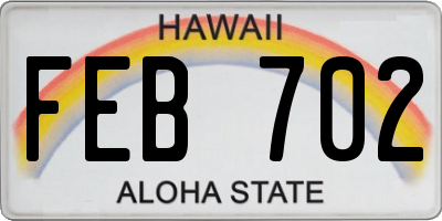 HI license plate FEB702