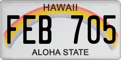 HI license plate FEB705