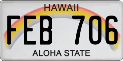 HI license plate FEB706