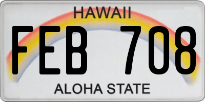 HI license plate FEB708