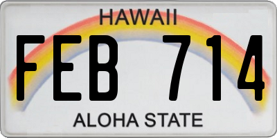 HI license plate FEB714