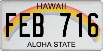 HI license plate FEB716