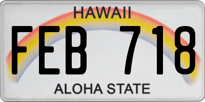 HI license plate FEB718