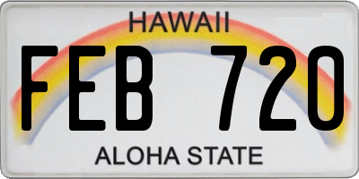 HI license plate FEB720