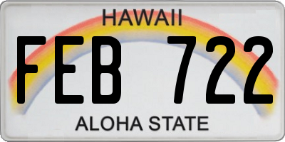 HI license plate FEB722