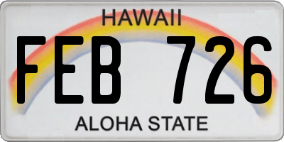 HI license plate FEB726
