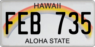 HI license plate FEB735