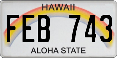 HI license plate FEB743