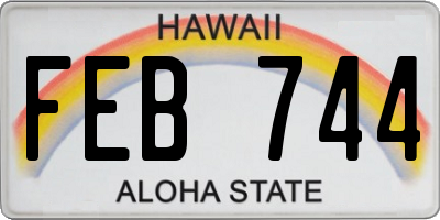 HI license plate FEB744