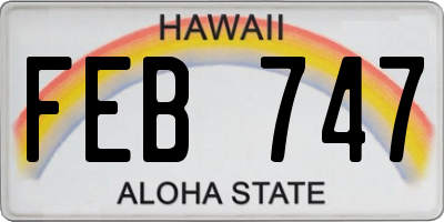 HI license plate FEB747