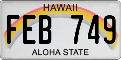 HI license plate FEB749
