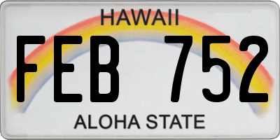 HI license plate FEB752