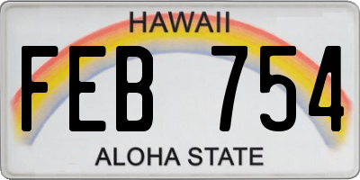 HI license plate FEB754